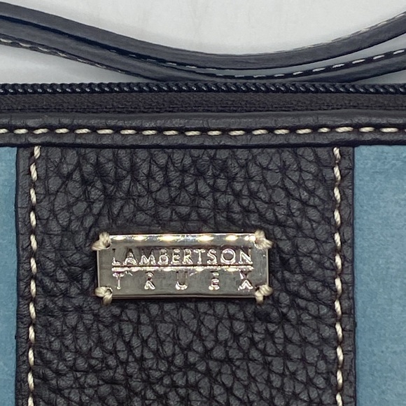 Lambertson Truex exclusive for Bloomington brown Leather & blue Suede Wristlet - Picture 9 of 9